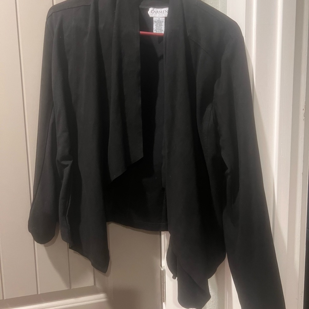 Black Open Front Waterfall Blazer